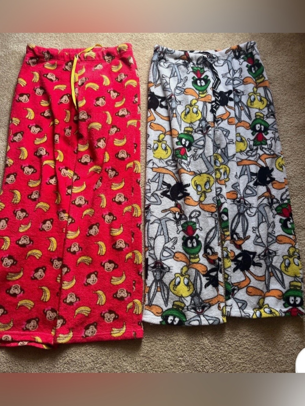 BODY CANDY LOONEY TUNES ~ Pajama Pants ~ Womens TEEN size Small Monkey ~ Fleece